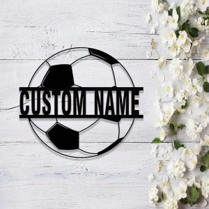 Soccer Personalized Metal Signs Soccer Ball Metal Wall Art Custom Soccer Player Name Gift for Soccer Lover 1