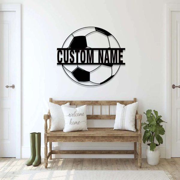 Soccer Personalized Metal Signs Soccer Ball Metal Wall Art  Custom Soccer Player Name Gift for Soccer Lover