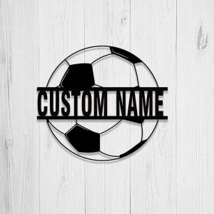 Soccer Personalized Metal Signs Soccer Ball Metal Wall Art Custom Soccer Player Name Gift for Soccer Lover 4