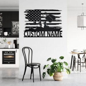 US Navy Veteran Metal Wall Art Personalized Metal Name Sign US Flag 2