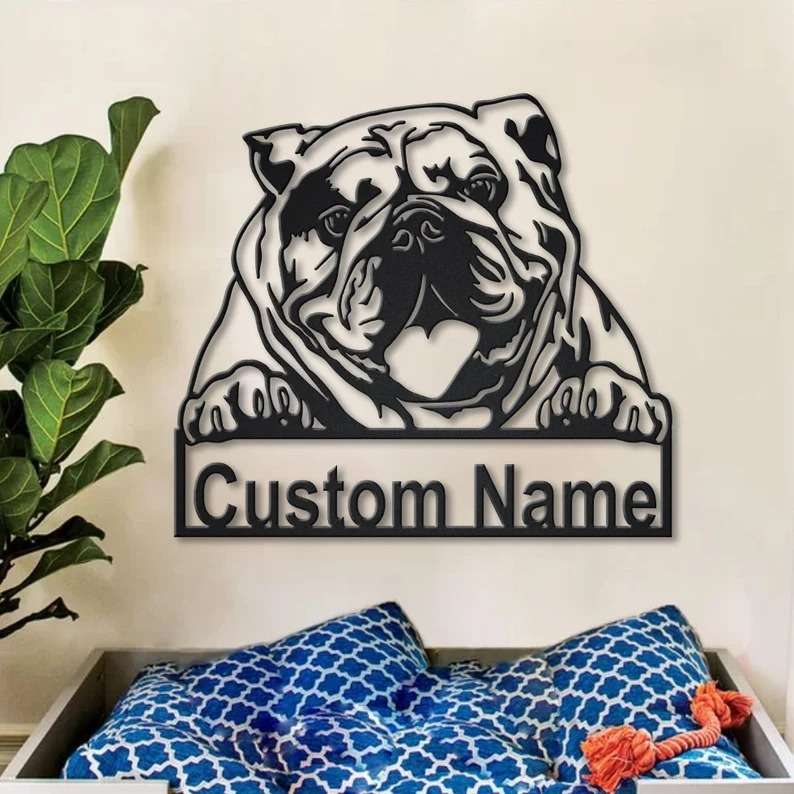 American Bulldog Metal Wall Art Dog Lover Personalized Metal Sign
