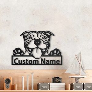 American Pit Bull Dog Metal Wall Art Dog Lover Personalized Metal Sign 3