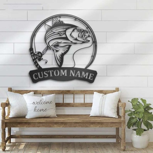 Bass Fishing Custom Metal Sign Fishing Lover Gift