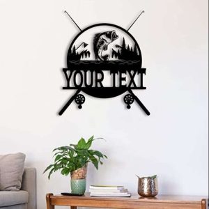 Bass Fishing Hook Fishing Lover Wall Art Outdoor Personalized Metal Sign