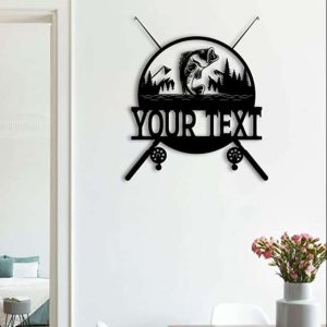 Bass Fishing Hook Fishing Lover Wall Art Outdoor Personalized Metal Sign 3