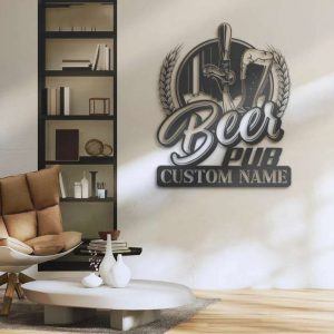 Beer Bar Beer Pub Name Sign Wall Art Drinking Alcohol Personalized Metal Sign 1