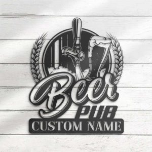 Beer Bar Beer Pub Name Sign Wall Art Drinking Alcohol Personalized Metal Sign