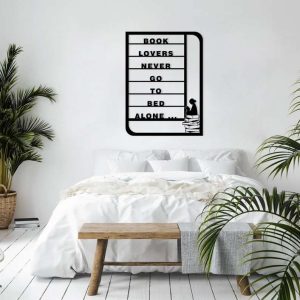 Book Lover Wall Decor Bedroom Metal Library Reading Sign Book Art 1