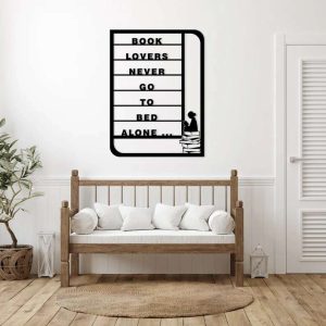 Book Lover Wall Decor Bedroom Metal Library Reading Sign Book Art 5