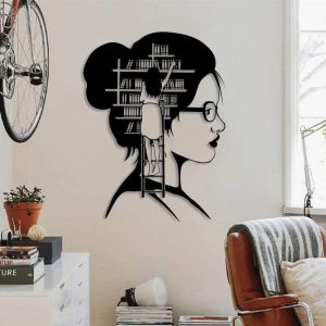 Book Wall Art Girl With Book Reading Sign Book Hanger Gift For Mom 7