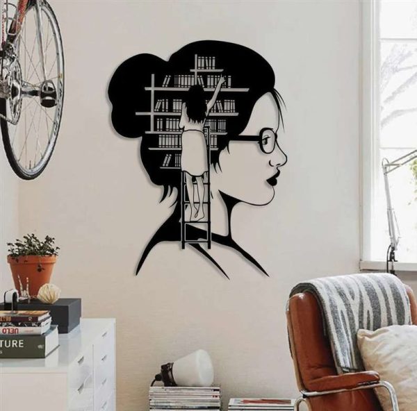 Book Wall Art Girl With Book Reading Sign Book Hanger Gift For Mom