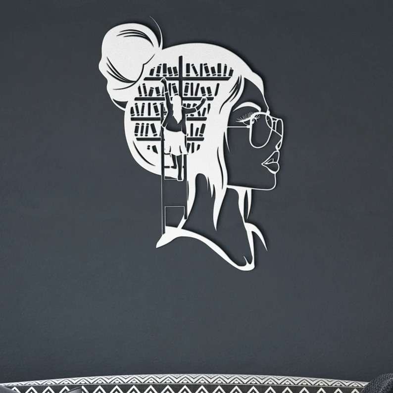 Woman Reading Book Line Art: Floral Bookish Wall Decor