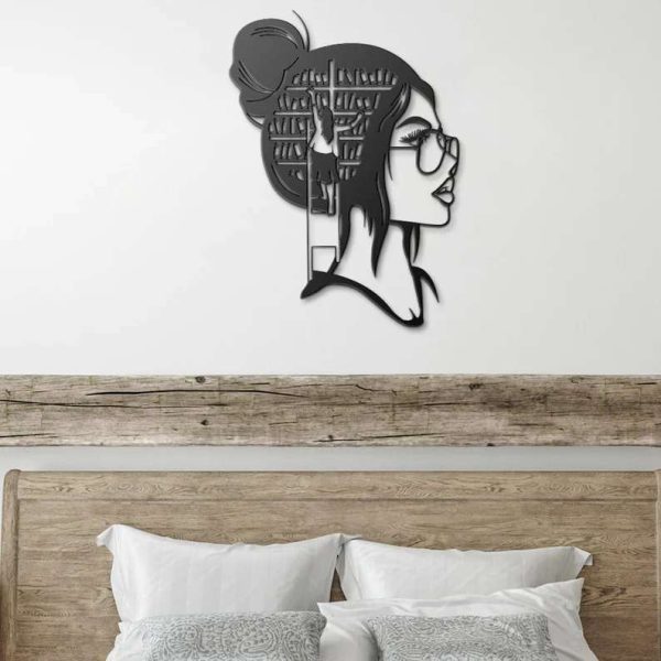 Book Wall Decor Book Metal Wall Art Girl Reading Sign Book Lover Gift