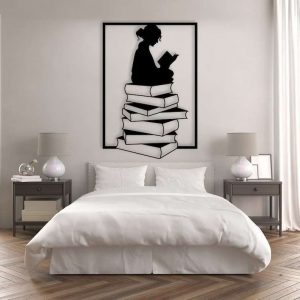 Bookish Femal Metal Art Book Lover Gift Reading Sign Wall Decor 1