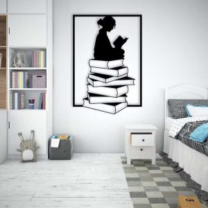 Bookish Femal Metal Art Book Lover Gift Reading Sign Wall Decor 2