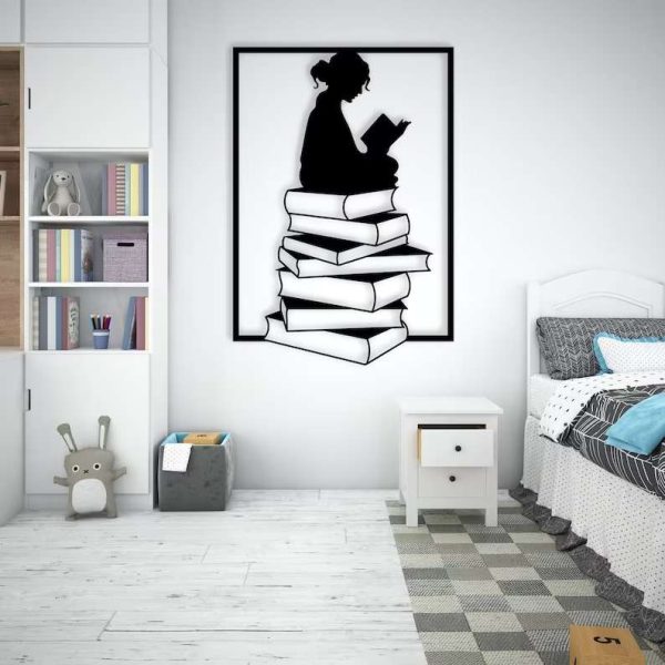 Bookish Femal Metal Art Book Lover Gift Reading Sign Wall Decor