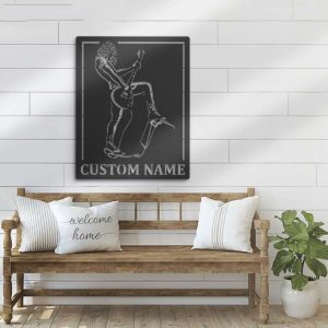 Boy Play Guitar Rock And Roll Music Room Guitar Player Singer Personalized Metal Sign 2 1