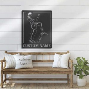 Boy Play Guitar Rock And Roll Music Room Guitar Player Singer Personalized Metal Sign 2