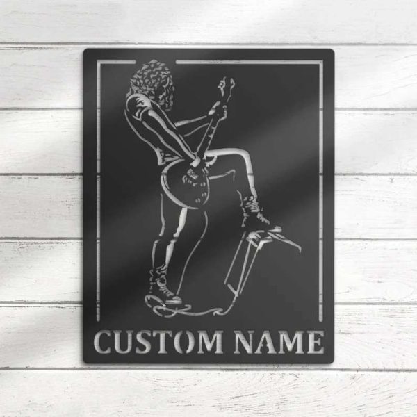 Boy Play Guitar Rock And Roll Music Room Guitar Player Singer Personalized Metal Sign