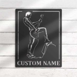 Boy Play Guitar Rock And Roll Music Room Guitar Player Singer Personalized Metal Sign