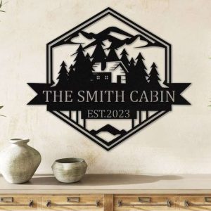 Cabin Wall Sign Cabin Decor Personalized Family Camp Outdoor Metal Sign 1