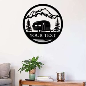 Camper Mountains Camping Wall Art Outdoor Personalized Metal Sign Decor 2