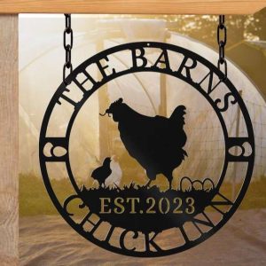 Chick Inn Metal Sign Chicken with Chicks Family Sign Farmhouse Farmer Gift 1