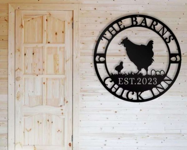 Chick Inn Metal Sign Chicken with Chicks Family Sign Farmhouse Farmer Gift
