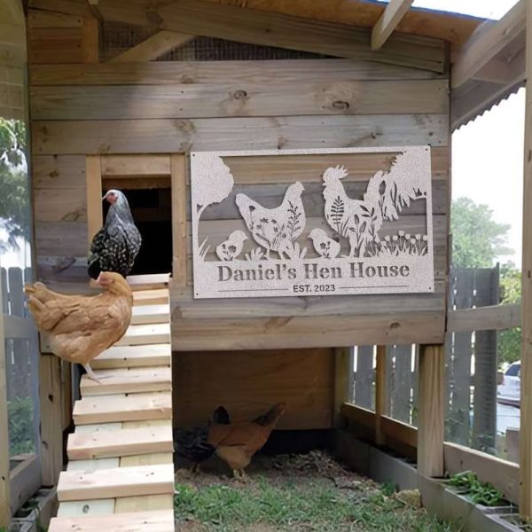 Chicken Coop Sign Chicken Hen House Farmhouse Personalized Farm Metal Sign