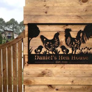 Chicken Coop Sign Chicken Hen House Farmhouse Personalized Farm Metal Sign 4