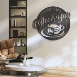 Coffee Bar Coffee Lover Name Sign Wall Art Personalized Metal Sign 1 1