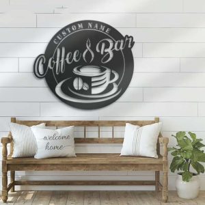 Coffee Bar Coffee Lover Name Sign Wall Art Personalized Metal Sign 2 1