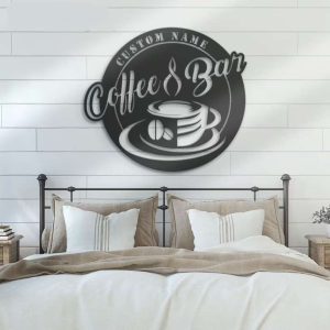Coffee Bar Coffee Lover Name Sign Wall Art Personalized Metal Sign 3 1