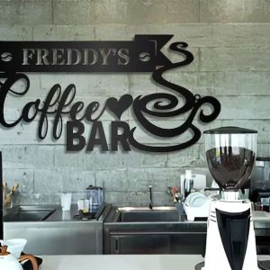 Coffee Bar Coffee Lover Name Sign Wall Art Personalized Metal Sign