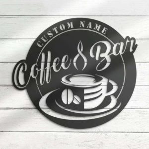 Coffee Bar Coffee Lover Name Sign Wall Art Personalized Metal Sign 4 1