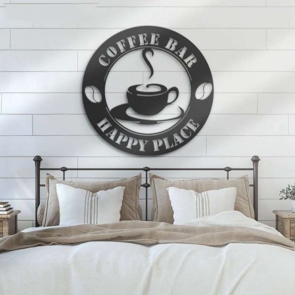 Coffee Bar Happy Place Coffee Lover Wall Art Metal Sign