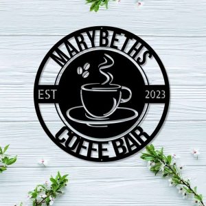 Coffee Bar Cut Metal Sign Vintage Rustic Coffee Kitchen Coffee Station Sign Kitchen Decor
