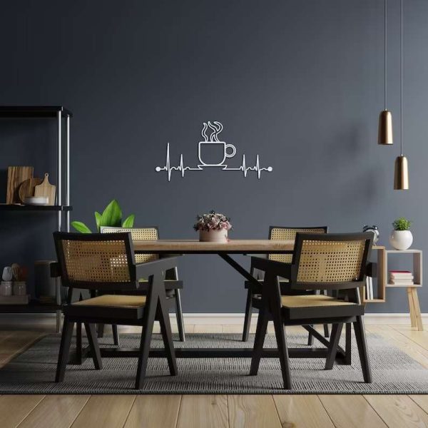 Coffee Metal Wall Art Coffee Bar Sign Coffee Station Sign Coffee Heart Beat Metal Wall Decor Housewarming Gift
