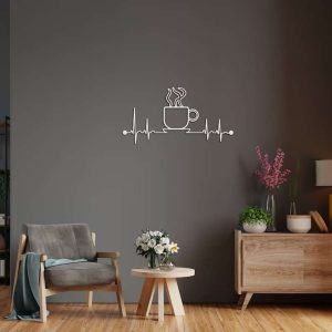 Coffee Metal Wall Art Coffee Bar Sign Coffee Station Sign Coffee Heart Beat Metal Wall Decor Housewarming Gift 6