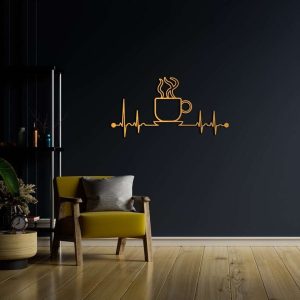 Coffee Metal Wall Art Coffee Bar Sign Coffee Station Sign Coffee Heart Beat Metal Wall Decor Housewarming Gift 7