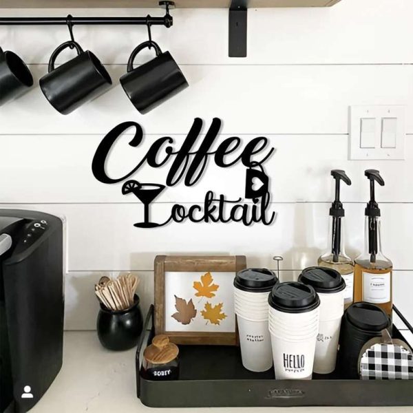 Coffee Till Cocktails Metal Sign Coffee Bar Corner Coffee Station Sign Kitchen Wall Art Pub And Dinner Decor