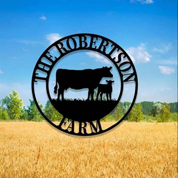 Cow Farm Wall Art Cow Cattle Farmer Farmhouse Personalized Metal Sign