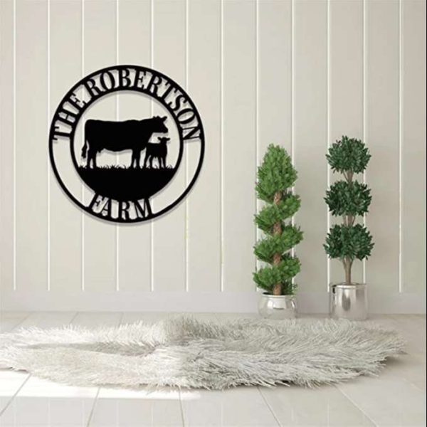 Cow Farm Wall Art Cow Cattle Farmer Farmhouse Personalized Metal Sign