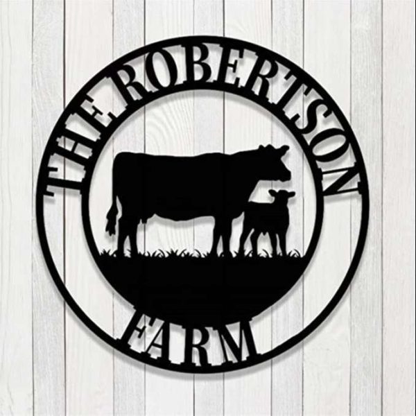 Cow Farm Wall Art Cow Cattle Farmer Farmhouse Personalized Metal Sign