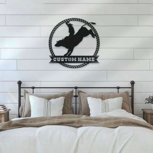 Custom Bull Rider Sign Redeo Cowboy Riding Bull Metal Wall Art 3