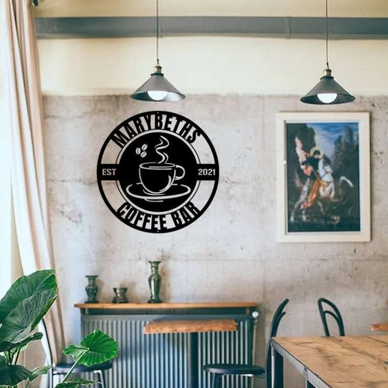 thumbnail image 2 of Skilwerx 'Coffee Welcome' Metal Art Sign – 9x9 Inches – Polished Steel – USA Made 2 of 4