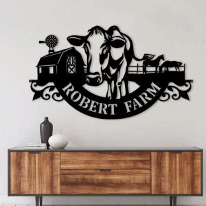 Custom Cow Farmhouse Farm Metal Cow Sign 1
