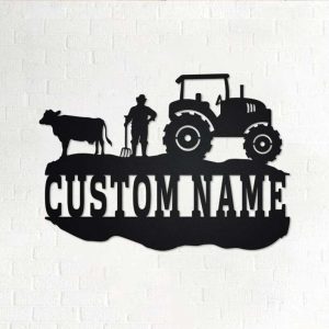 Custom Farming Metal Sign Farmer Gift Room Decor Tractor Farmhouse 1