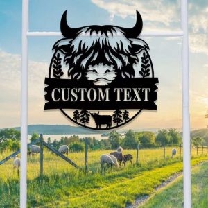 Custom Highland Cow Farmhouse Decor Metal Sign