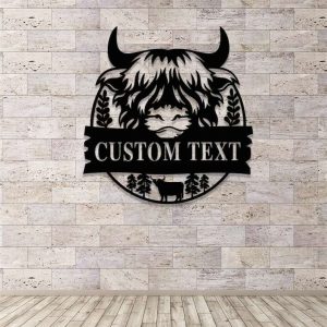 Custom Highland Cow Farmhouse Decor Metal Sign 3